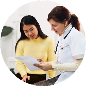 doctor and patient looking at chart